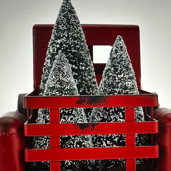 🎄Valerie Parr Hill Red Metal Truck with Bottle Brush Trees/EUC🎄 - Picture 14 of 15